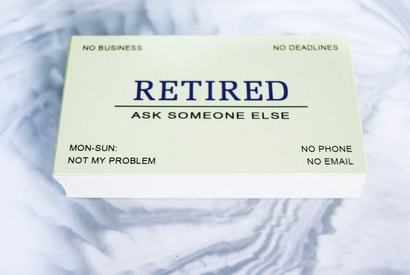 RXBC2011 بطاقات عمل متقاعدين RXBC2011 هدية تقاعد مضحكة (عبوة من 50/مع علبة من الفولاذ المقاوم للصدأ الذهبي) للرجال والنساء المتقاعدين وزملاء العمل والموظفين والرؤساء والأصدقاء والزملاء - Image 3